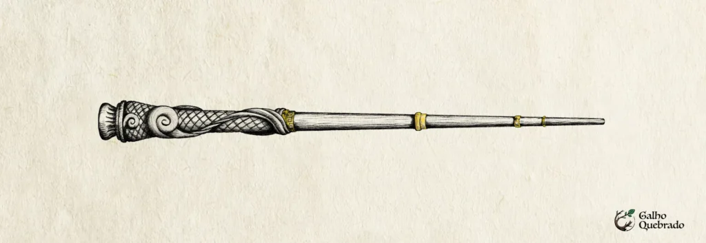 Ilustração da varinha mágica brasileira Pytu MBareté criada por Kaio Medau em homenagem ao estado do Rio Grande do Sul